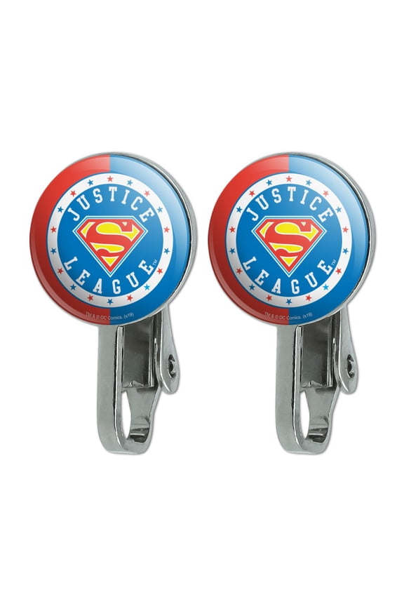 Justice League Superman Athletic Logo Novelty Clip-On Stud Earrings