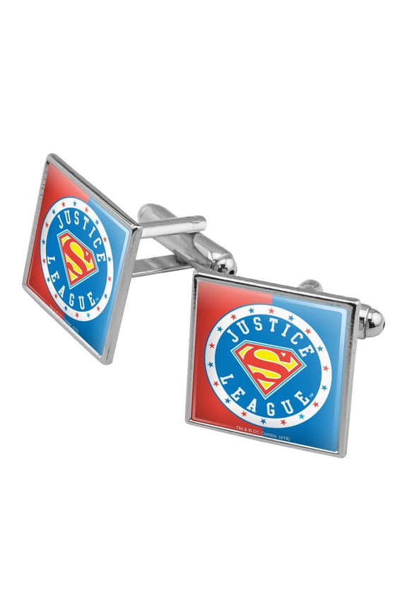 Justice League Superman Athletic Logo Square Cufflink Set - Silver or Gold
