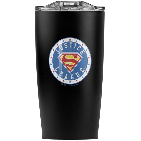 Justice League Superman Athletic Logo Stainless Steel 20 oz Travel Tumbler, Vacuum Insulated & Double Wall with Leakproof Sliding Lid | Great for Coffee/Hot Drinks and Cold Beverages