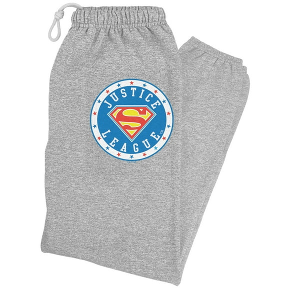 Justice League Superman Athletic Logo Unisex Jogger Sweatpants for Men and Women, Athletic Heather, Medium