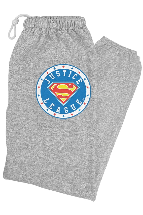 Justice League Superman Athletic Logo Unisex Jogger Sweatpants for Men and Women, Athletic Heather, X-Large