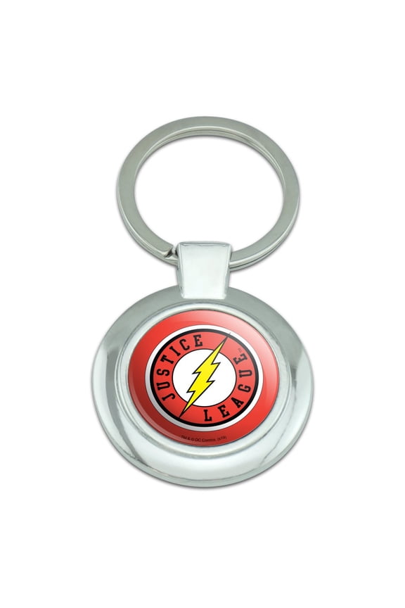 Justice League The Flash Athletic Logo Keychain Classy Round Chrome Plated Metal