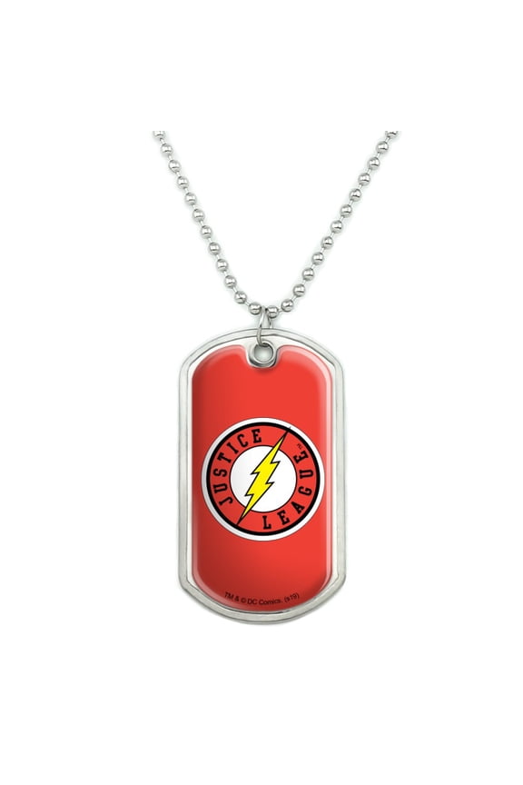 Justice League The Flash Athletic Logo Military Dog Tag Pendant Necklace with Chain