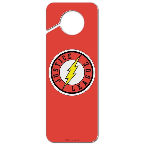 Justice League The Flash Athletic Logo Plastic Door Knob Hanger Sign