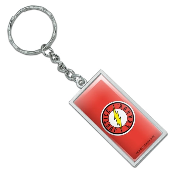 Justice League The Flash Athletic Logo Rectangle Chrome Plated Metal Keychain Key Chain