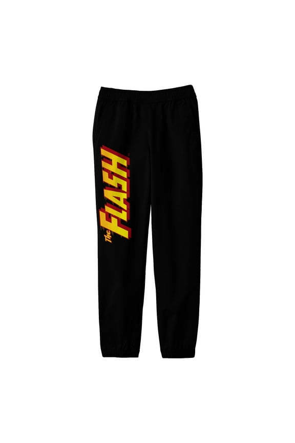 Justice League The Flash Logo Youth Black Graphic Sweatpants-M