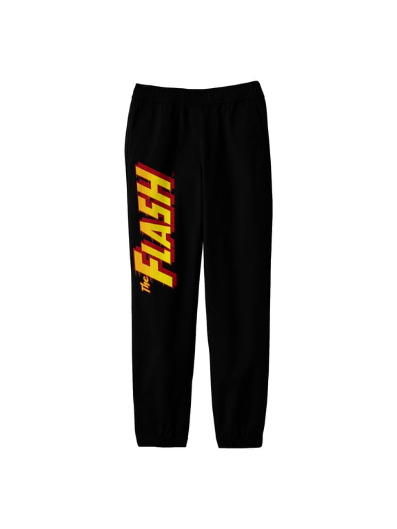 Justice League The Flash Logo Youth Black Graphic Sweatpants-XL