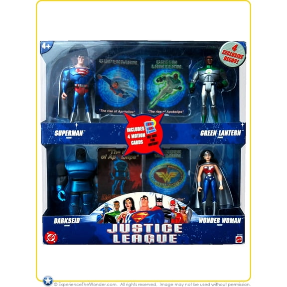 Justice League "The Rise of Apokolips" 4 Pack Includes: Superman, Wonder Woman, Green Lantern and Darkseid!