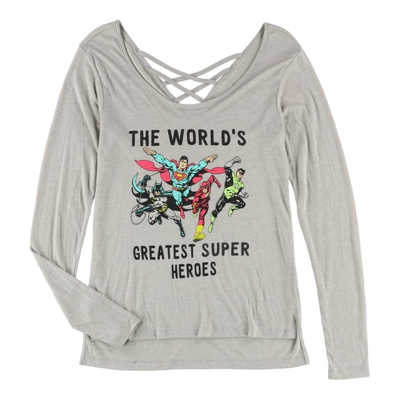 Justice League Womens Heroes Graphic T-Shirt, Grey, Small