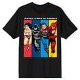 thumbnail image 1 of Justice League Wonder Woman, Batman, Superman, Flash Portrait Men's Black T-Shirt-3XL, 1 of 3