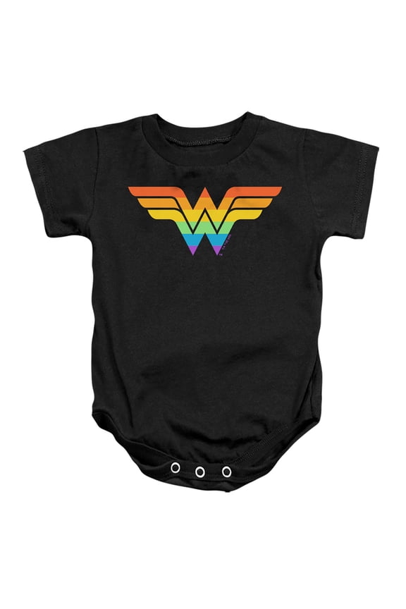 Justice League Wonder Woman Rainbow Unisex Infant Snap Suit for Baby (6 Months) Black