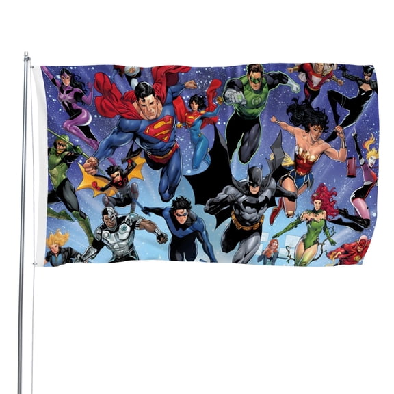 Justice League-themed Printed Flag Perfect gift for fans, friends, and family members, and suitable for indoor and outdoor activities, party decorations.35.4"x59" (90150cm)