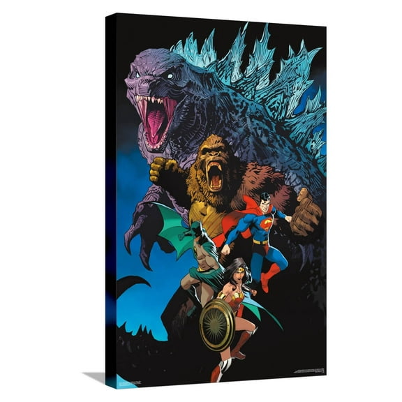 Justice League vs. Godzilla vs. Kong - Roar Canvas Wall Poster, 14.725" x 22.375"