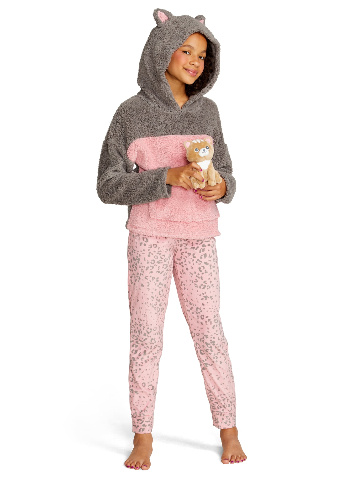 Justice Long Sleeve Hooded Pockets Elastic Waistband Pajamas (Big Girls or  Little Girls) 3 Piece Set - Walmart.com