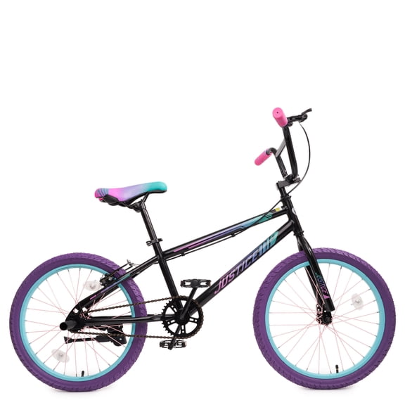 Justice Meta Hyper Shine 20 BMX Kids Bike with License Plate, Colored Spokes, and Light-Up Rim