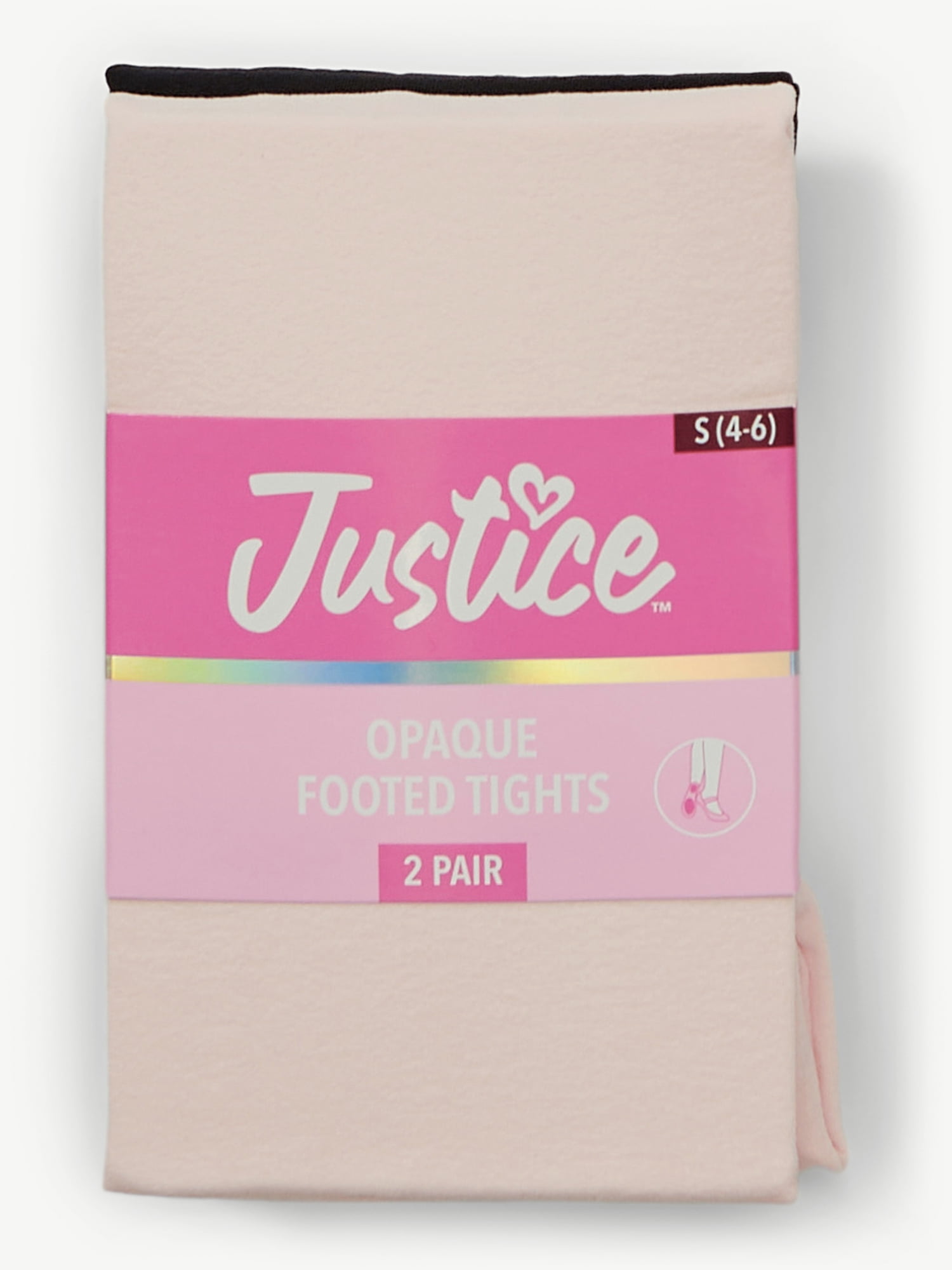 Justice Opaque Footed Ballet Tights for Girls, Sizes 2-16, 2 Pairs