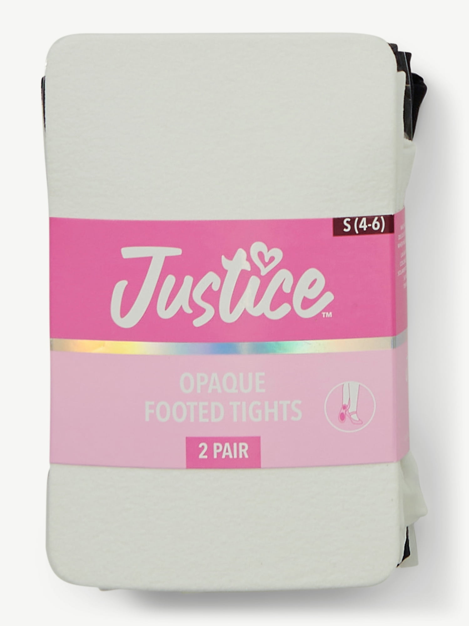 Justice Opaque Footed Ballet Tights for Girls, Sizes 2-16, 2 Pairs