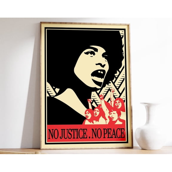 No Justice No Peace Poster, Diversity And Inclusion Wall Print, Anarchist Poster, Black Female, Black Art, Afro Art, Vintage Print Wall Art, Modern Wall Decor, 8x12 UNFRAMED