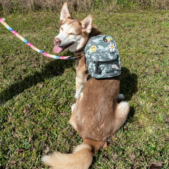 Justice Pet Nylon Camo Wastebag Dispensing Backpack Harness, Green Camo, Xsmall/Small