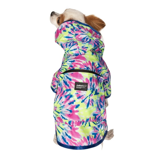 Justice Pet Packable Waterproof Tiedye Dog Raincoat, M