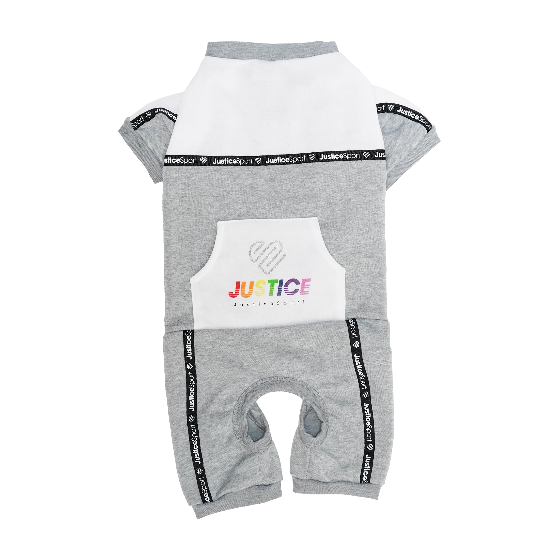 Justice Pet Pet Apparel Pet Jogging Suit Justice Grey Logo Full