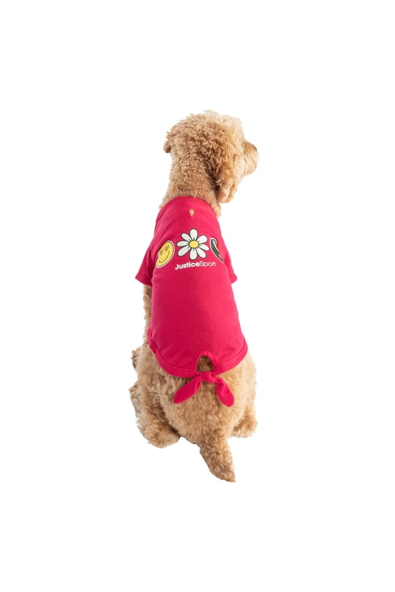 Pet Polyester Front Tied Dog Tee, Pink, XL