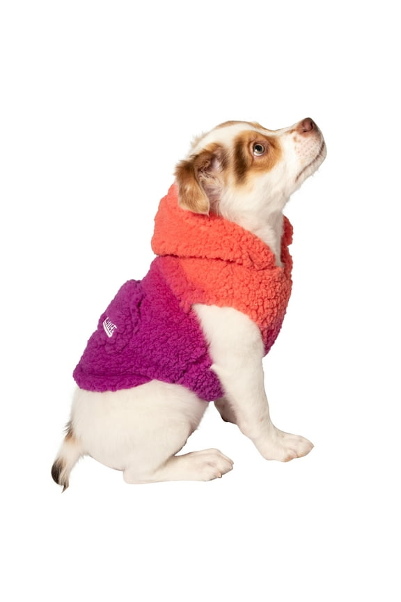 Pet Polyester Ombre Sherpa Hoodie, Pink Tonal, XS