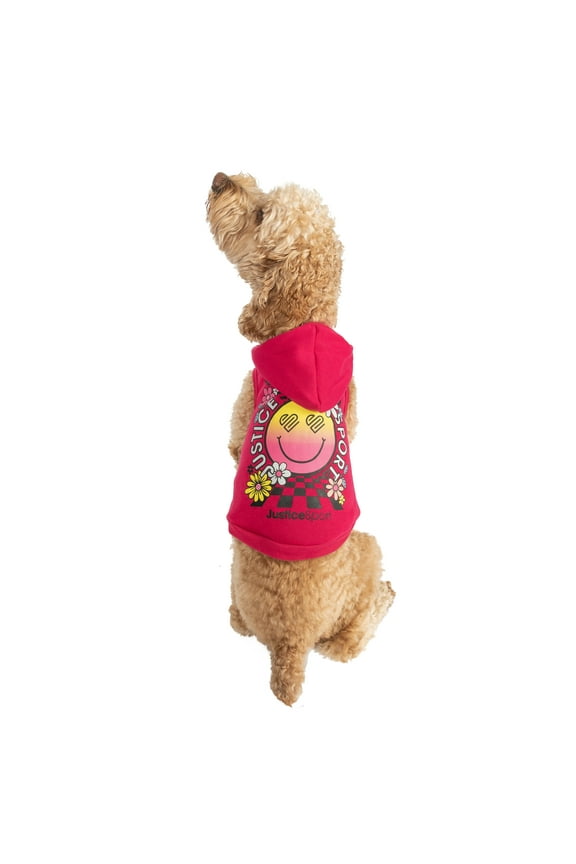 Pet Polyester Printed Fleece Dog Hoodie, Pink, XL