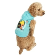 Justice Pet Polyester Printed Fleece Dog Hoodie, Turquoise, S