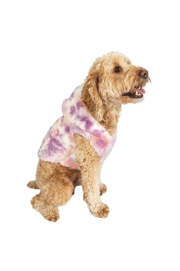 Pet Polyester Sherpa Tie-Dye Dog Hoodie, M