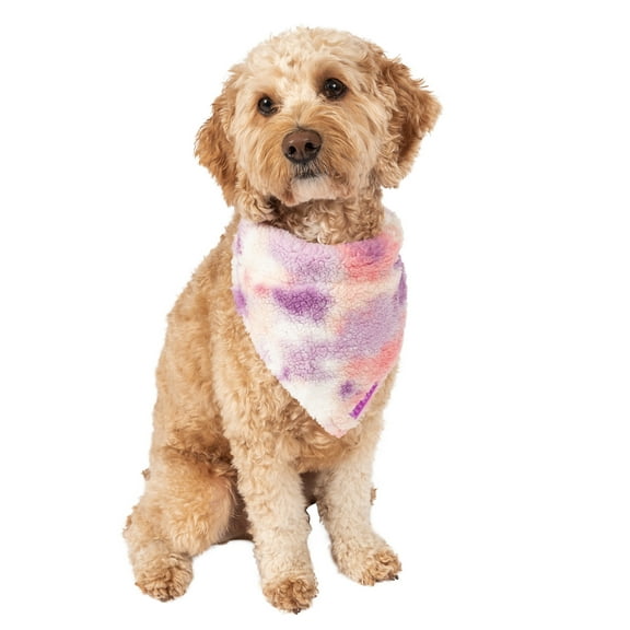 Justice Pet Polyester Sherpa Tiedye Dog Bandana, Pink, XS/SM