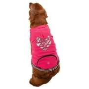 Justice Pet Wastebag Dispensing Pocket Fleece Heart Dog Hoodie, Pink, XS