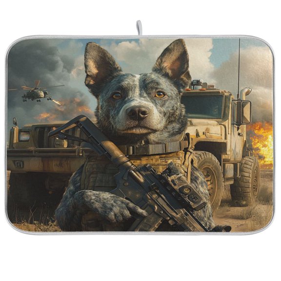 Justice PuppyKitchen Drying Mat Heat Resistant Drainage with Non-Slip Rubber Backing Hides Stains Super Absorbent Easy to Clean 18×24in