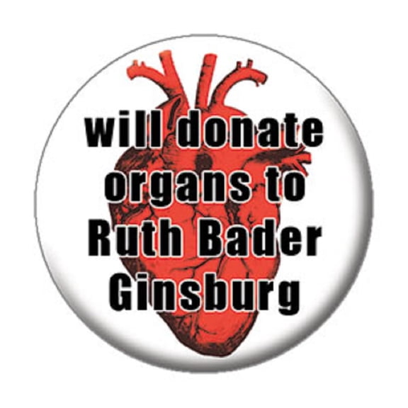 Justice RBG - Ruth Bader Ginsburg Button - ORGAN DONOR - Officially Licensed Original Artwork, BUTTON - 1.25" x 1.25"