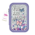 thumbnail image 1 of Justice Silver Glitter Butterfly Zipper Confetti Pencil Case, 1 of 8