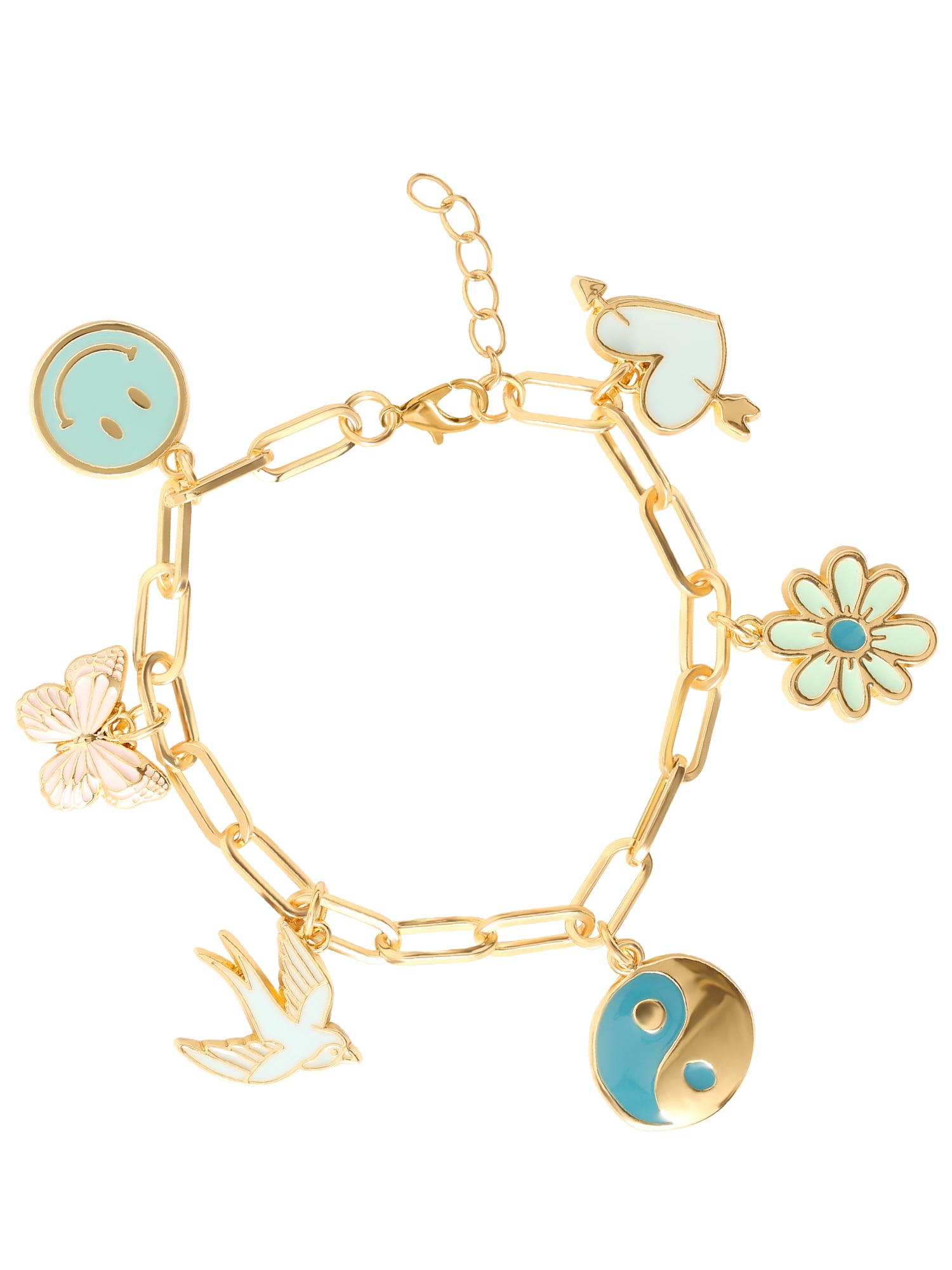 Justice Girl s Tween Smiley Charm Bracelet Size One size Yellow