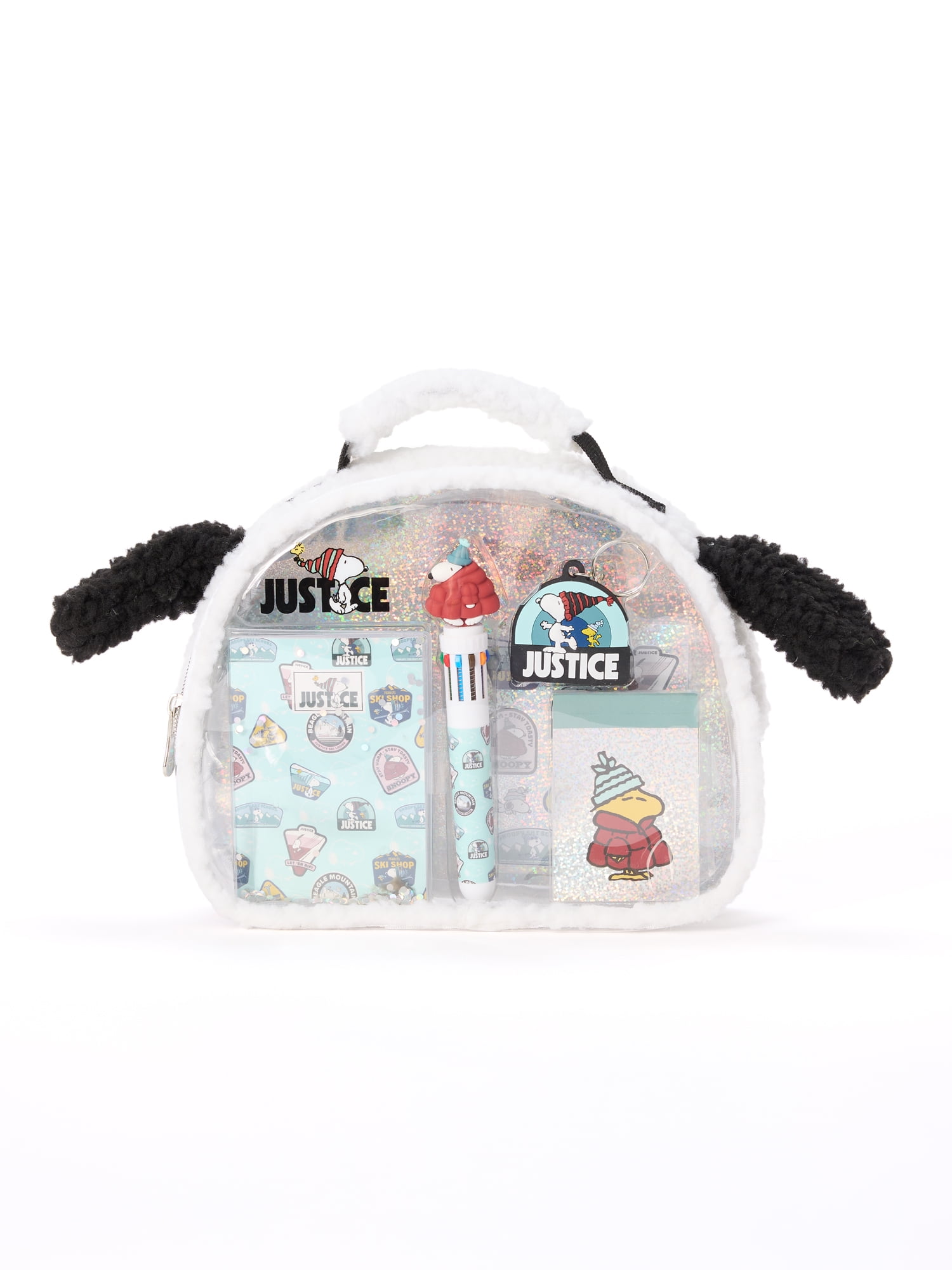 JUSTICE Peanuts Kids White Snoopy Stationery Set with Case, 6 Piece