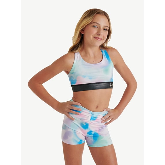Justice Strappy Back Sports Bra for Girls with Butterfly Print, Sizes XS-XL