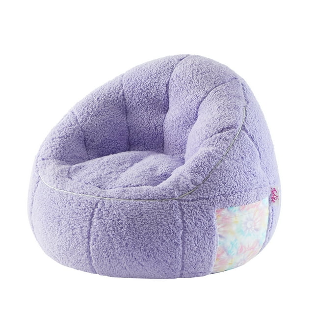 Justice Super Soft Teddy Sherpa Bean Bag Chair with Pocket, Purple