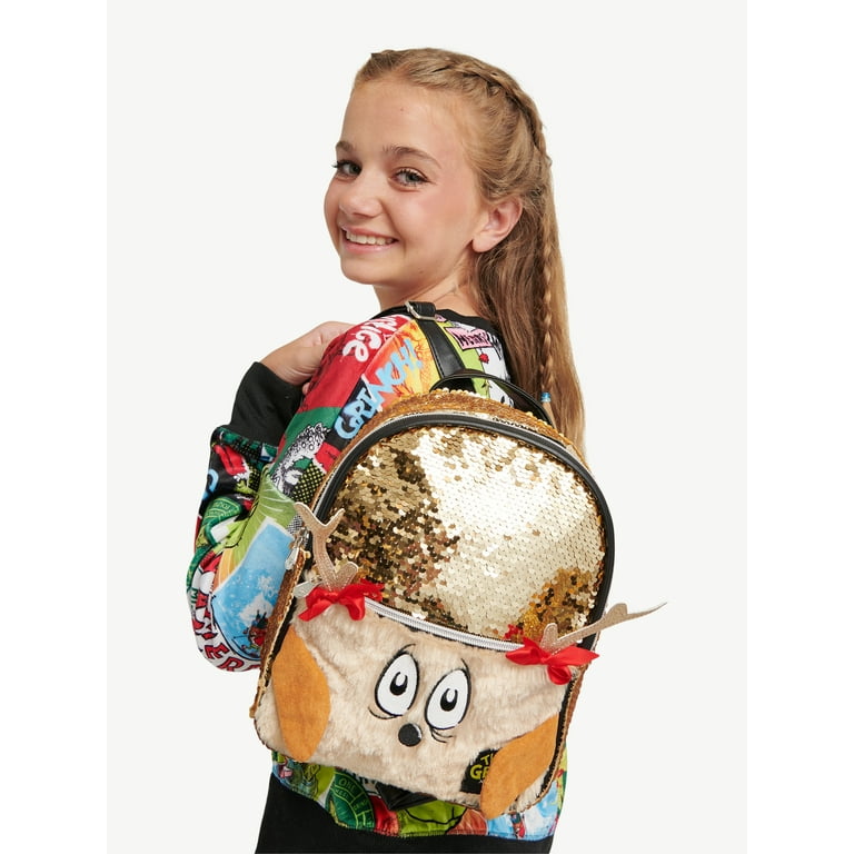 Justice The Grinch Girls Max Reindeer Sequin Mini Backpack 