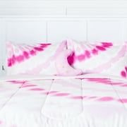 Justice Tie Dye Galaxy Reversible 4-Piece Queen Comforter Set with Decorative Pillow, Microfiber, Pink