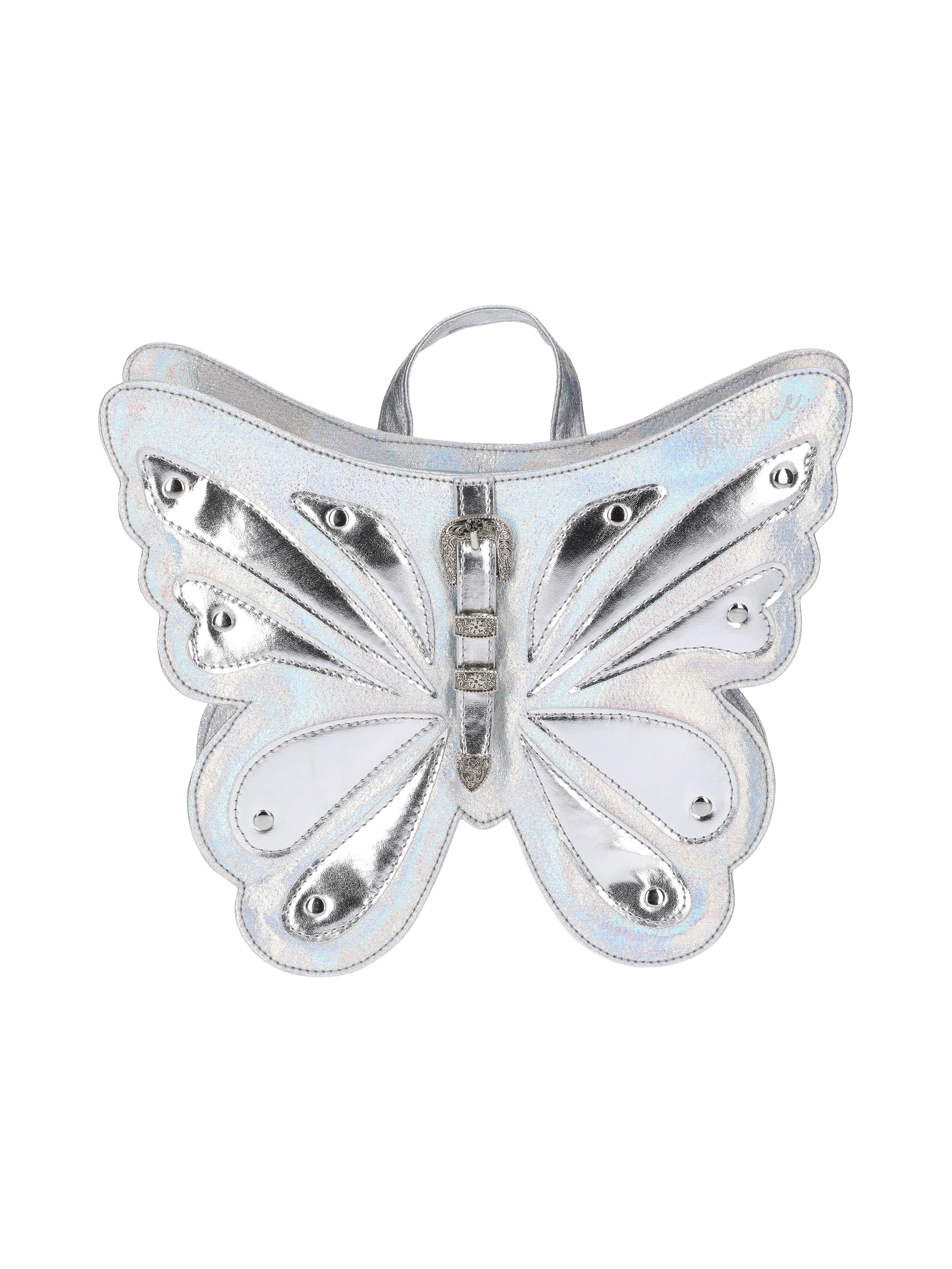 Justice Girls Butterfly Shaped Mini Backpack, Silver
