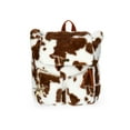 thumbnail image 1 of Justice Girls Cow Faux Fur Rucksack Backpack, Cow Print, 1 of 6