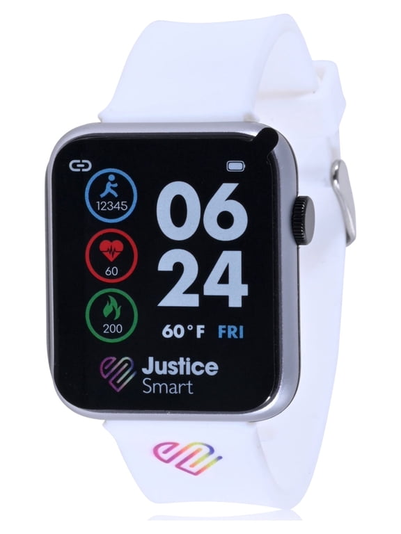 Unisex Child Smart Watch with Silicone Perforated Band in White (JSE4202WM)