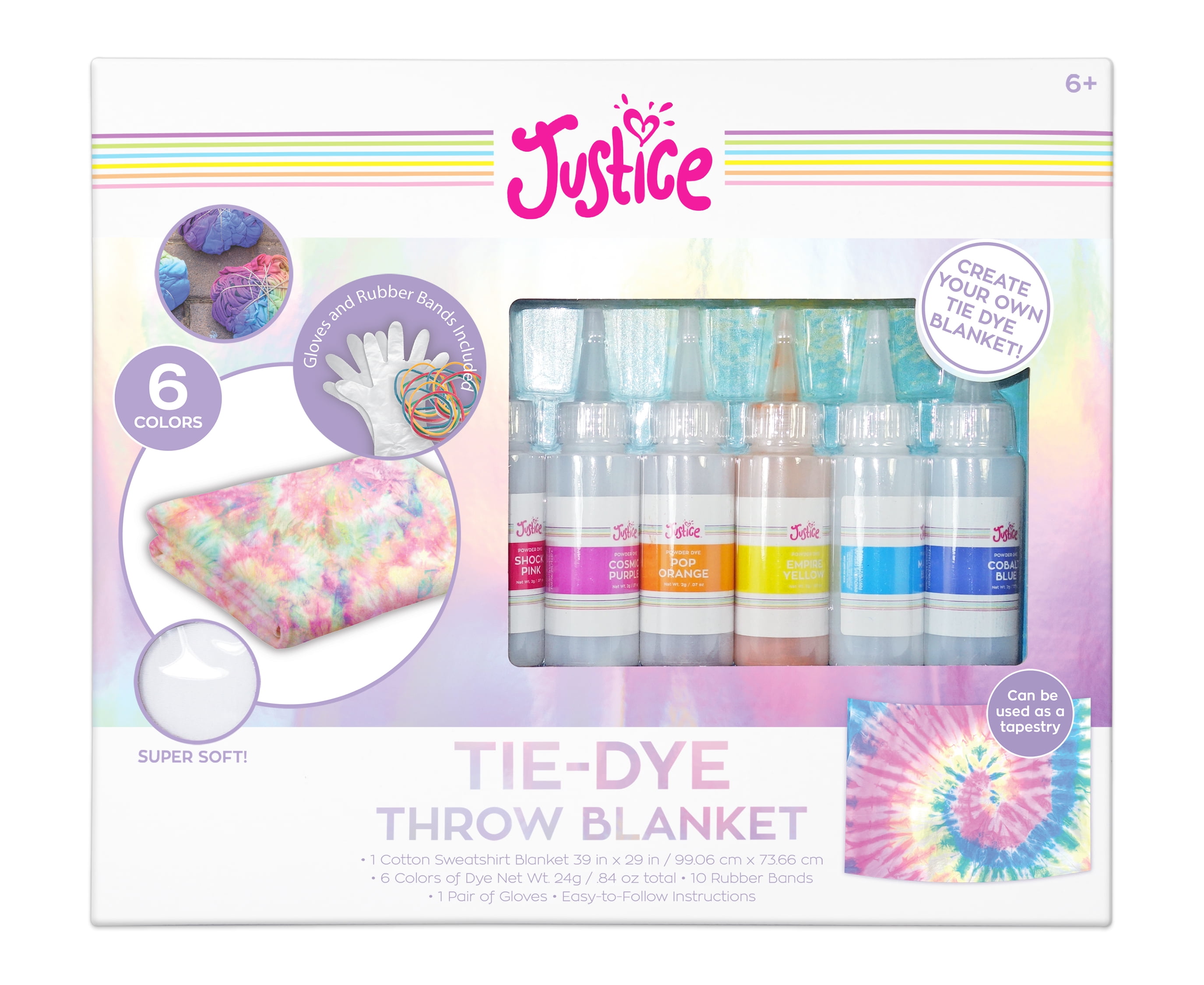 Justice Unisex Child & Teen Tie-Dye Throw Blanket Kit