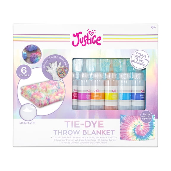 Justice Unisex Child & Teen Tie-Dye Throw Blanket Kit