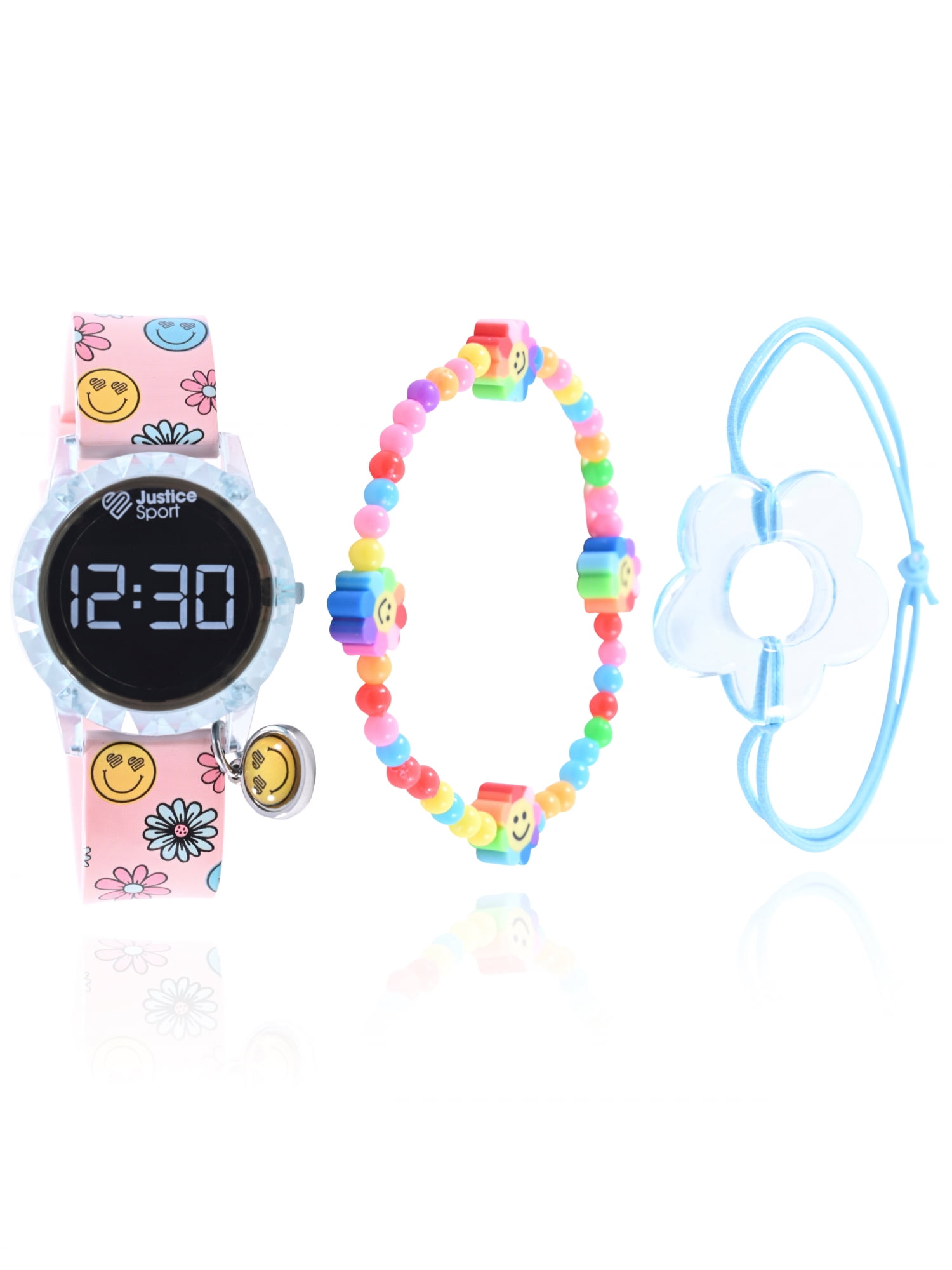 Justice Unisex Child Watch with Silicone Strap and Bracelet Set in Pink ...