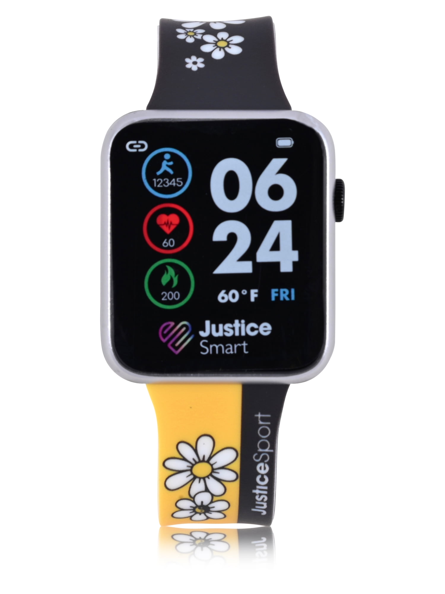 Justice Unisex Smartwatch with Rectangle Face with a Black and Yellow