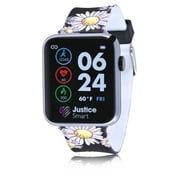 Justice Unisex Tween Smart Watch in Black Daisy Strap with Silicone Strap JSE4219WM
