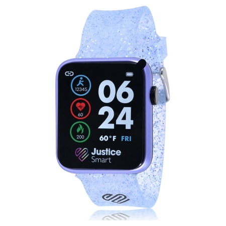 Justice Unisex Tween Smart Watch with Silicone Strap with Blue Glitter Band (JSE4228WM)